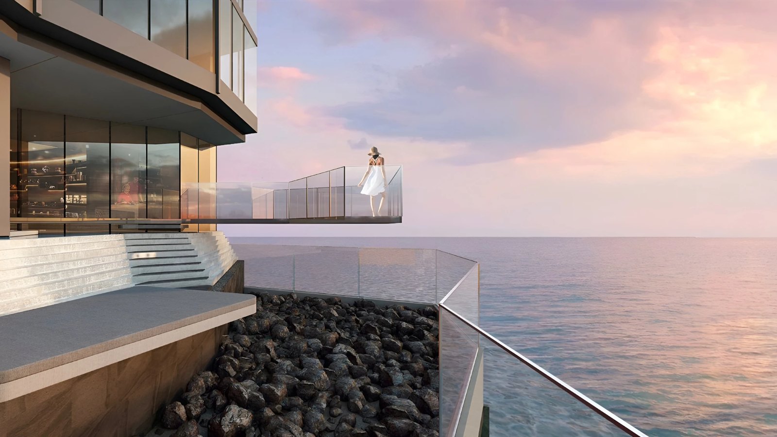 Arom Jomtien — glass observation deck over the shoreline