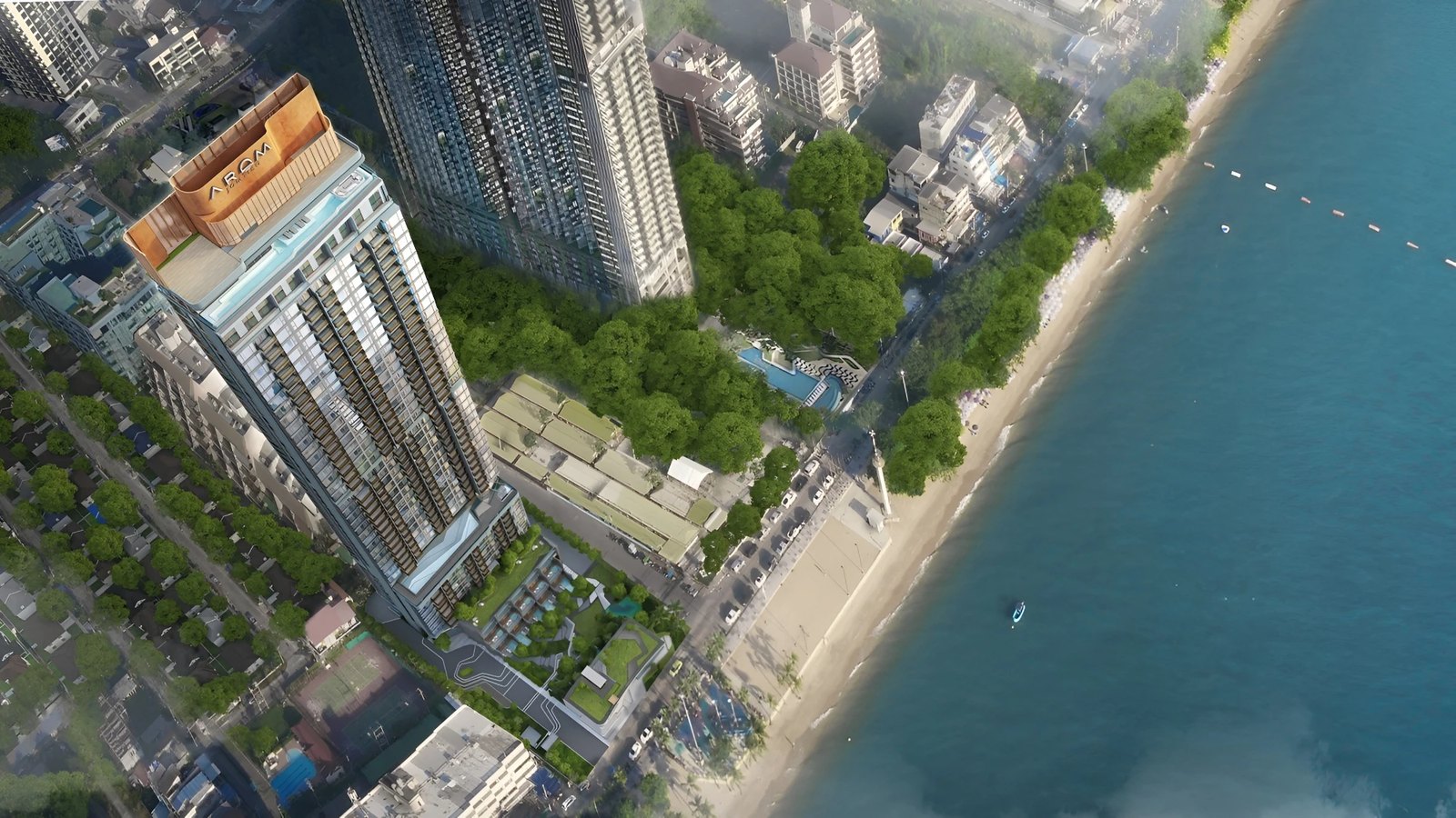 Arom Jomtien — aerial view of the tower on Jomtien Beach